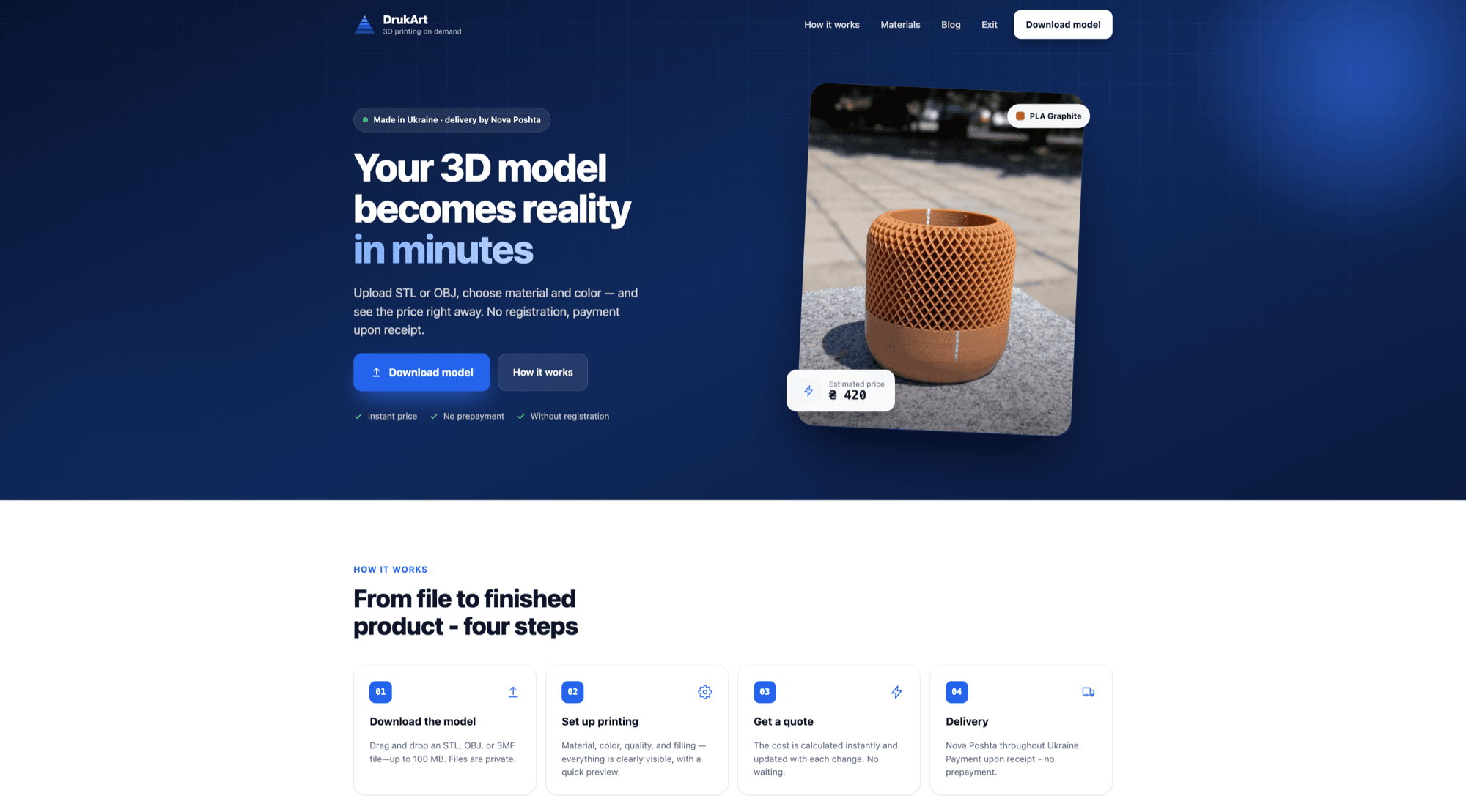 DrukArt — 3D Print Farm Service & Instant Quote E-Commerce Platform